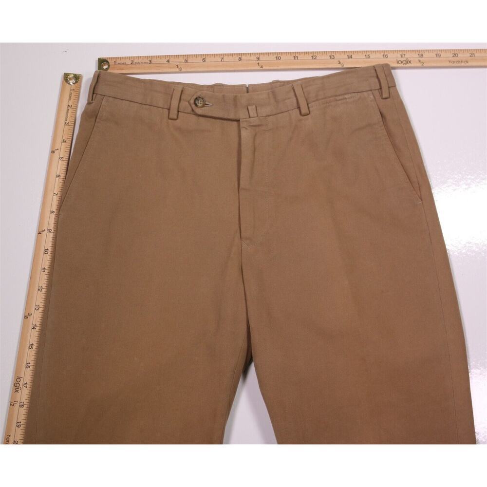 GTA il Pantalone Tan Flat Front Cotton Knit Twill Chino Pants 32x28 - Picture 4 of 8